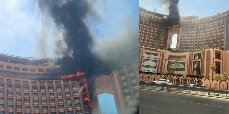 العراق…اندلاع حريق داخل فندق “قلب العالم”